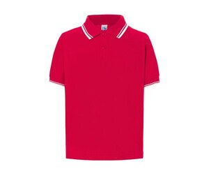 JHK JK205K - Camisa pólo infantil contrastante Vermelho / Branco