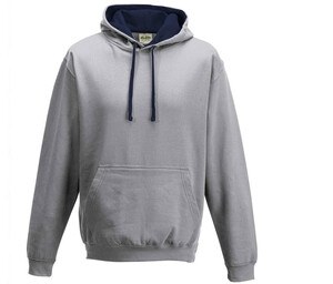 AWDIS JH003 - Moletom com capuz em contraste Heather Grey/French Navy