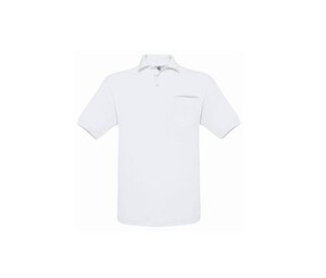 B&C BC415 - Camisa polo masculina com bolso White