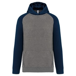 PROACT PA370 - Sweatshirt com capuz bicolor de criança Grey Heather / Sporty Navy