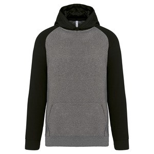 PROACT PA370 - Sweatshirt com capuz bicolor de criança Grey Heather/ Black