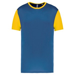 PROACT PA4023 - T-shirt bicolor de manga curta para adulto Sporty Royal Blue / Sporty Yellow