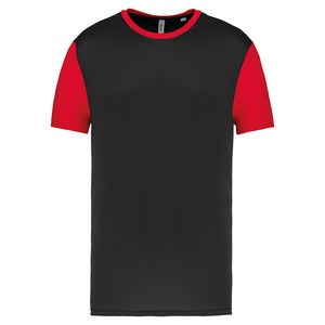 PROACT PA4023 - T-shirt bicolor de manga curta para adulto Black / Sporty Red