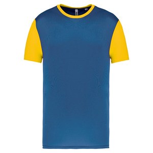 PROACT PA4024 - T-shirt bicolor de manga curta de criança Sporty Royal Blue / Sporty Yellow
