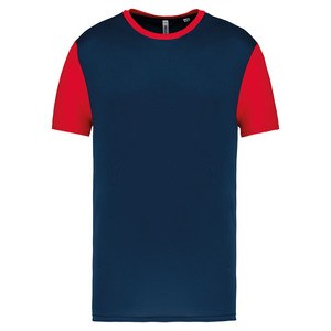PROACT PA4024 - T-shirt bicolor de manga curta de criança Sporty Navy / Sporty Red