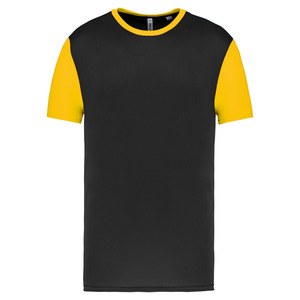PROACT PA4024 - T-shirt bicolor de manga curta de criança Black / Sporty Yellow