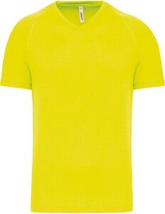 PROACT PA476 - T-shirt de desporto de homem com decote em V de manga curta Fluorescent Yellow