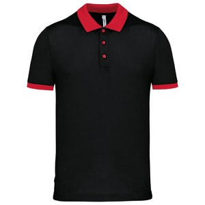 Proact PA489 - Polo piqué Performance de homem Preto / Vermelho