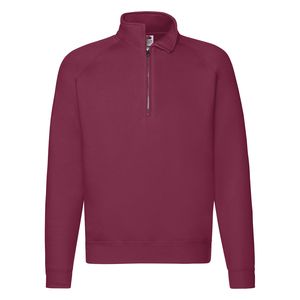 Fruit of the Loom 62-032-0 - Sweatshirt Homem Com Gola Alta e Meio Zíper Borgonha