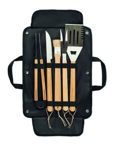 GiftRetail MO6537 - ALLIER Set ferramentas BBQ em bolsa Preto