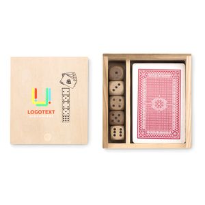 GiftRetail MO9187 - LAS VEGAS Set de cartas e dados em caixa Wood