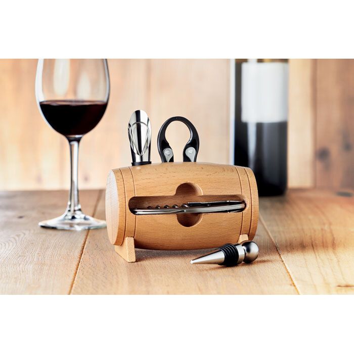 GiftRetail MO9523 - BOTA Set Vinho e suporte madeira