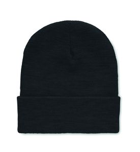 GiftRetail MO9965 - POLO RPET Gorro em RPET com punho Preto