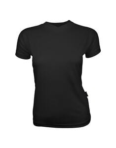 Mustaghata STEP - Camiseta correndo para mulheres 140 g Preto