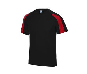 Just Cool JC003 - T-shirt de esportes de contraste Jet Black / Fire Red