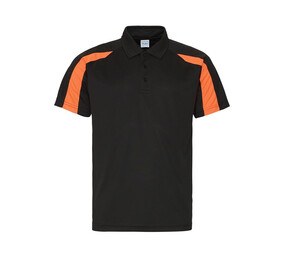 Just Cool JC043 - Camisa de pólo esportivo de contraste Jet Black / Electric Orange