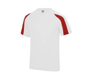 Just Cool JC003 - T-shirt de esportes de contraste Arctic White / Fire Red