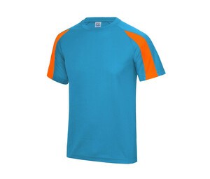 Just Cool JC003 - T-shirt de esportes de contraste Sapphire Blue/ Electric Orange