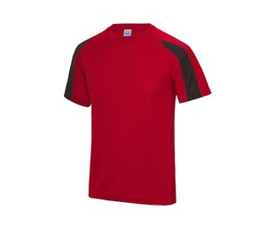 Just Cool JC003 - T-shirt de esportes de contraste Fire Red / Jet Black
