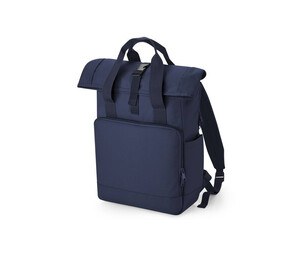 Bag Base BG118L - Mochila de laptop de rolagem de alça dupla reciclada Navy Dusk