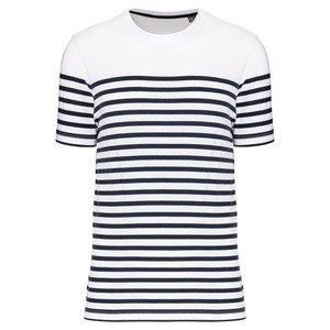 Kariban K3033 - T-shirt estilo marinheiro Bio com decote redondo para homem White / Navy Stripes
