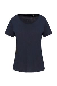 Kariban K399 - T-shirt de senhora Bio com decote sem costuras de manga curta Azul marinho