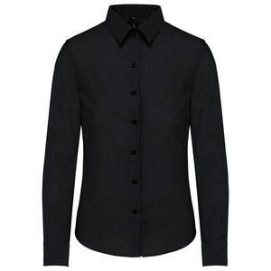 Kariban K534 - CAMISA DE SENHORA MANGA COMPRIDA EM OXFORD DE TRATAMENTO FÁCIL Black