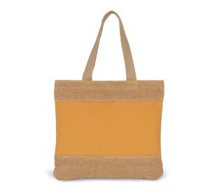 Kimood KI0294 - Saco de compras em algodão e fio de juta entrançado Cumin Yellow / Natural