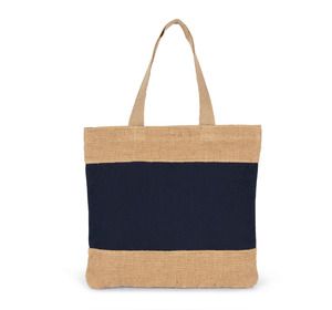 Kimood KI0294 - Saco de compras em algodão e fio de juta entrançado Minorca Navy / Natural