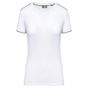 WK. Designed To Work WK3021 - T-shirt de senhora DayToDay de manga curta Branco / Marinho