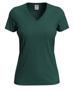 Stedman STE2700 - Camiseta clássica de decote em V feminino Verde garrafa