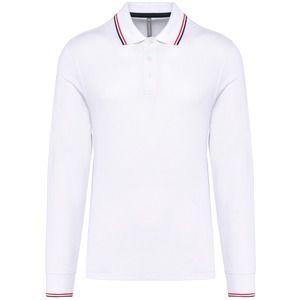 Kariban K280 - Polo malha piqué de manga comprida de homem White / Navy / Red