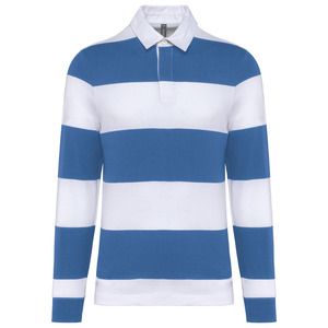 Kariban K285 - Polo às riscas manga comprida unissexo Light Royal Blue / White Stripes