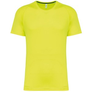 PROACT PA4012 - T-shirt de desporto de homem de material reciclado com decote redondo Fluorescent Yellow