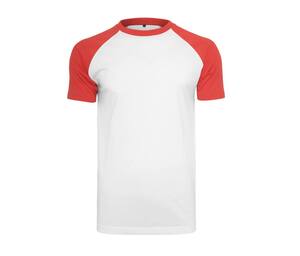 Build Your Brand BY007 - Camiseta baseball Branco / Vermelho