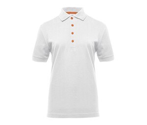 BLACK&MATCH BM101 - Ladies' contrasting button poloshirt Branco / Laranja