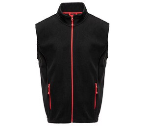 BLACK&MATCH BM500 - Contrasted polar fleece bodywarmer Preto / Vermelho