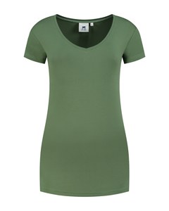 Lemon & Soda LEM1262 - T-shirt V-neck cot/elast SS for her Exército Verde