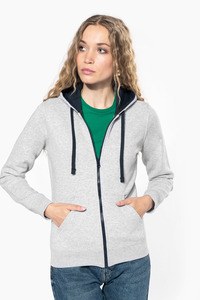 Kariban K467 - Sweatshirt de senhora com fecho e capuz em contraste