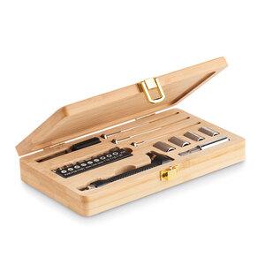 GiftRetail MO6496 - GALLAWAY Set ferramentas em caixa bambu