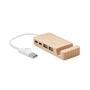 GiftRetail MO2144 - HUBSTAND Hub 4 portas USB em bambu